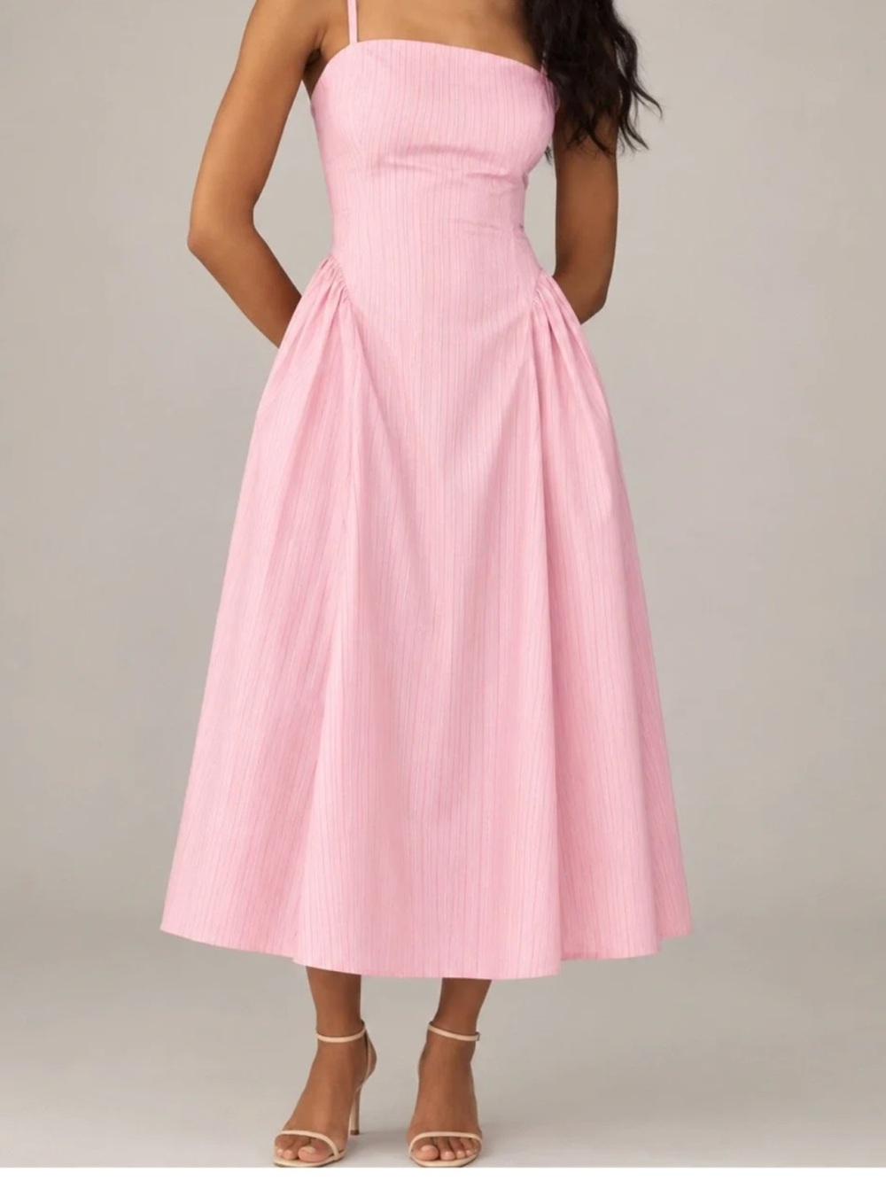 Maeve Pink striped midi dress